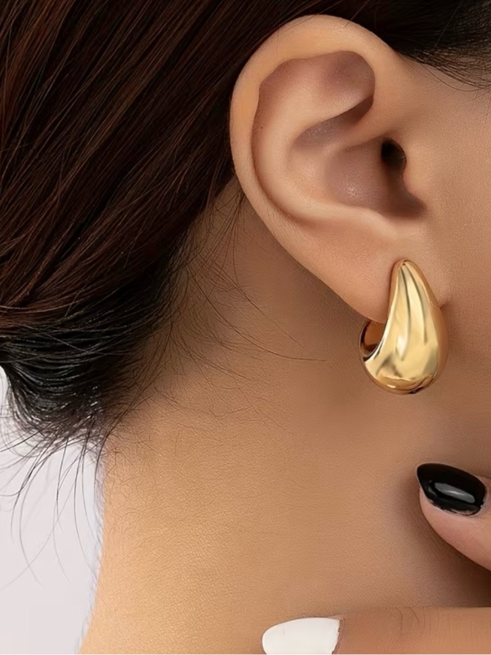 Gold Teardrop Hoop Earrings
